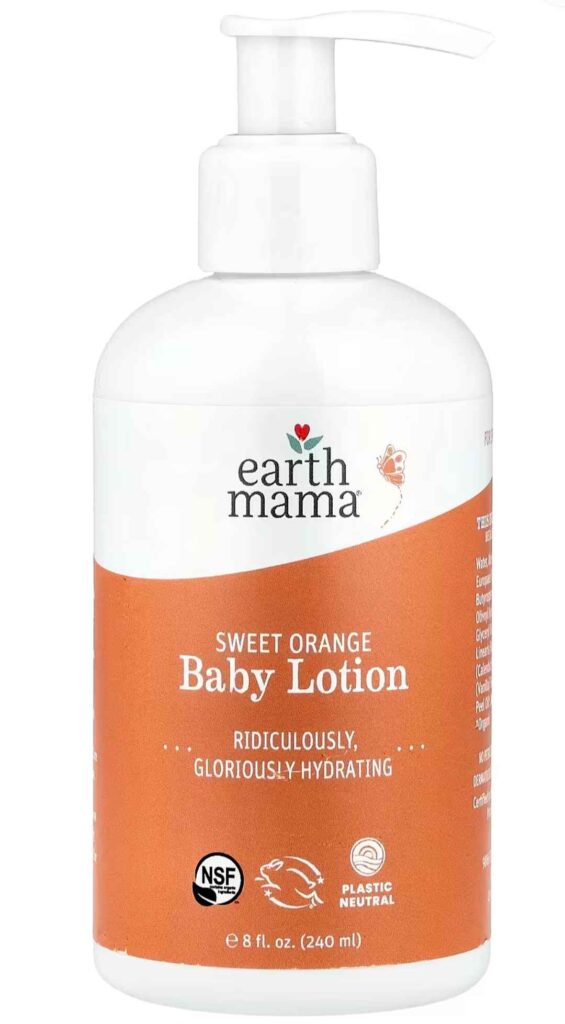 Earth Mama Sweet Orange Baby Lotion 240ml – Organic calendula baby lotion with shea butter and rooibos for sensitive newborn skin, iHerb UAE
