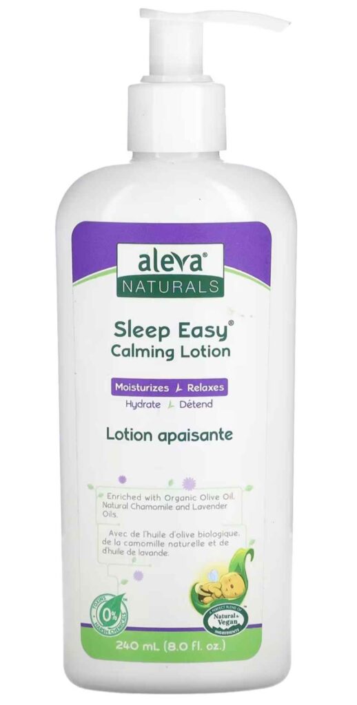 Aleva Naturals Sleep Easy Calming Lotion 240ml – Bedtime baby lotion with chamomile, lavender, and shea butter, organic and paraben-free, iHerb UAE