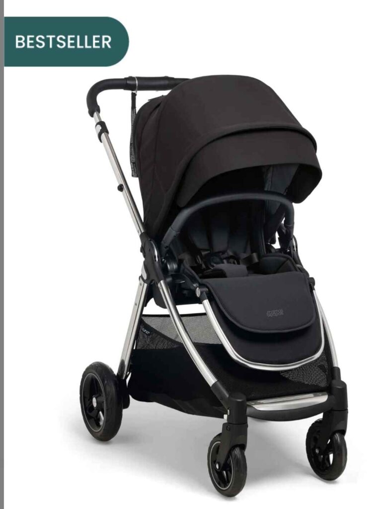 Mamas & Papas Flip XT³ Stroller in Slated Navy, lightweight one-hand fold pushchair with UPF 50+ sun hood, magnetic peek-a-boo window and car seat compatibility