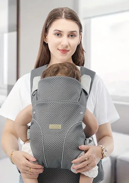 EgoBaby SecureFit 4-in-1 safety-first carrier in durable polyester with cross-shoulder straps, quick-lock buckles, and built-in infant head support