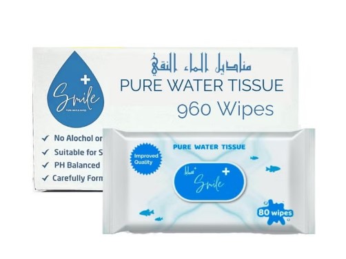 SmilePlus baby wipes 12-pack with 99.9% purified water, fragrance-free, pH-balanced