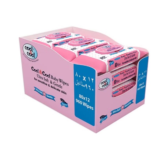 Cool & Cool baby wipes 12-pack, 80 sheets each, alcohol- and paraben-free