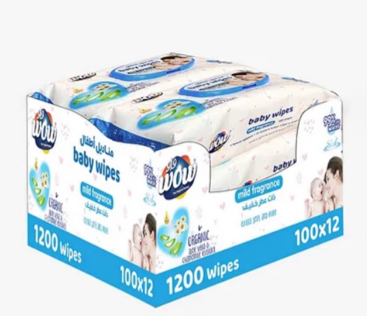 Wow baby wipes 1200 count with organic aloe vera & chamomile, Ecocert-certified