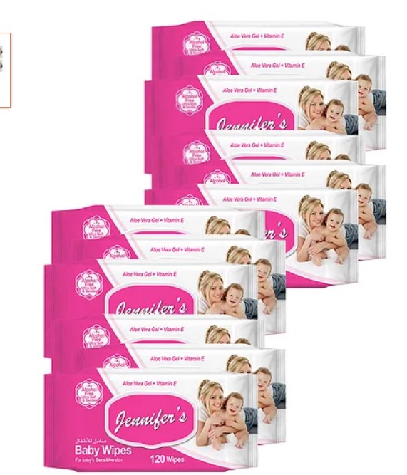 Jennifer’s fragrance-free baby wipes 12-pack, pH 5.5 skin-neutral formula