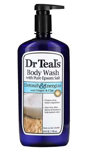 Dr. Teal’s Body Wash with Pure Epsom Salt – Detoxify & Energize (710 mL)
Alt Text: "Dr. Teal’s Body Wash with Pure Epsom Salt – Detoxify & Energize bottle, 710 mL, an invigorating body wash for post-workout and active days in the UAE. Infused with ginger, clay, Epsom salt, aloe vera, shea butter, and Vitamin E, this body wash detoxifies, eases muscle fatigue, and deeply hydrates, offering a refreshing and energizing scent.

