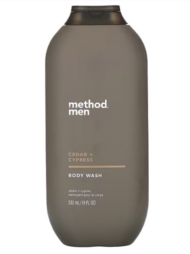Method Men Body Wash Cedar + Cypress bottle, 532 mL, a sophisticated, plant-based body wash for men in the UAE. This biodegradable, paraben and phthalate-free body wash features a rich cedar and cypress scent, offering a refreshing, quick-lathering, and clean-rinsing experience for daily use.