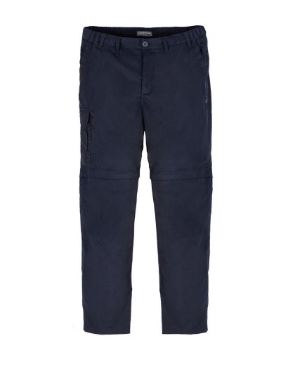 Craghoppers Men's Expert Kiwi Convertible Tailored Cargo Trousers in black, with zip-off legs, H2OShield, and NosiDefence. Perfect for men needing versatile and protective cargo pants shorts or travel cargo pants for Dubai's varying conditions.
