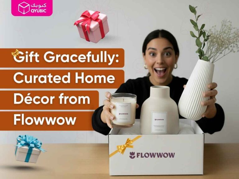 A woman excited about home décor items, including candles and vases from Flowwow, perfect for housewarming presents.