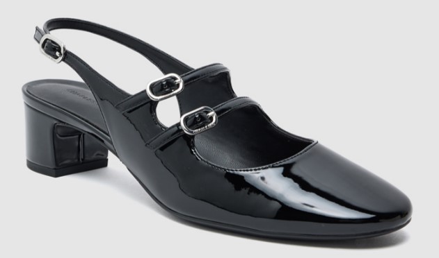 A clean image of a slingback Heel pump in black for flat feet.