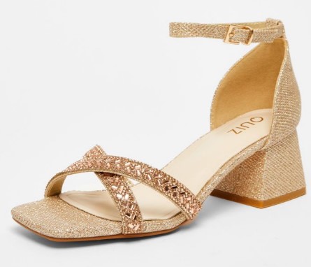 An image of a proper wedding low block heeled sandals for flat feet .