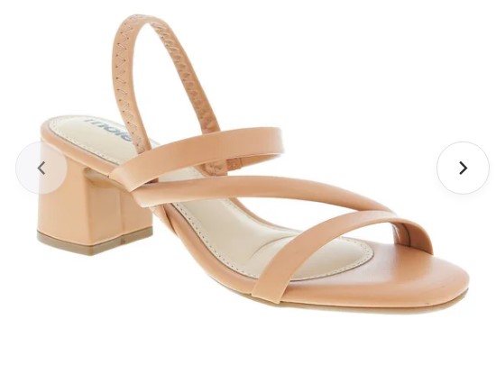 Nude mid block heel office heeled sandal with slingback strap and cushioned insole – comfortable heeled sandals for women