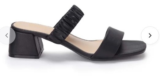 Black low block office heeled sandal with wide front strap and non-slip TPR outsole – low heel sandals for everyday wear