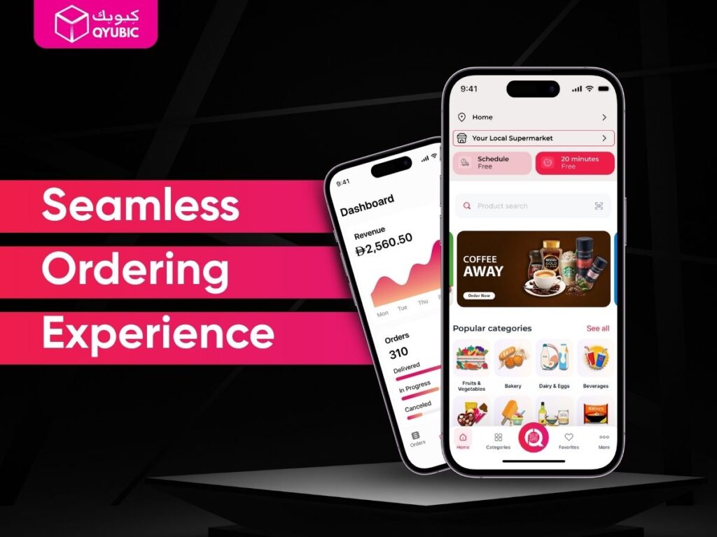 Seamless ordering experience on Qarrib app – grocery delivery services in UAE with easy online grocery shopping and order tracking.