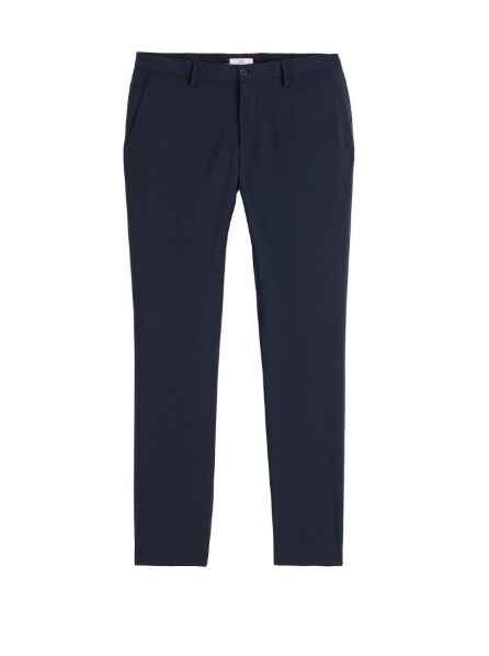 La Redoute Collections Wool Mix Suit Trousers – Navy Blue: A classic navy blue straight-leg pair of lightweight wool-blend Formal Trousers for Men, suitable for hot weather and offering a refined fit.