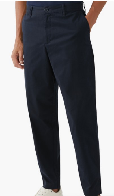 Armani Exchange Milano Edition Formal Trousers – Navy: A sophisticated, high-waisted navy cotton-elastane blend pair of Formal Trousers for Men with a relaxed straight leg, ideal for a polished look in warm climates.