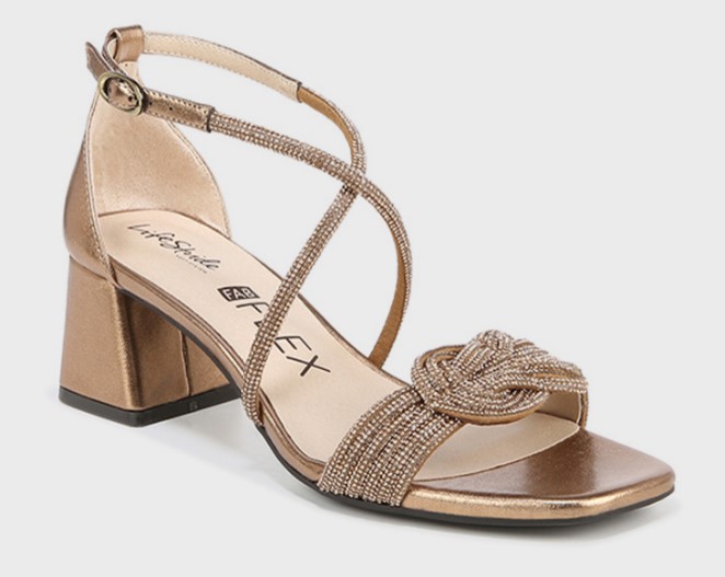 Naturalizer embellished ankle strap block heeled sandals for flat feet