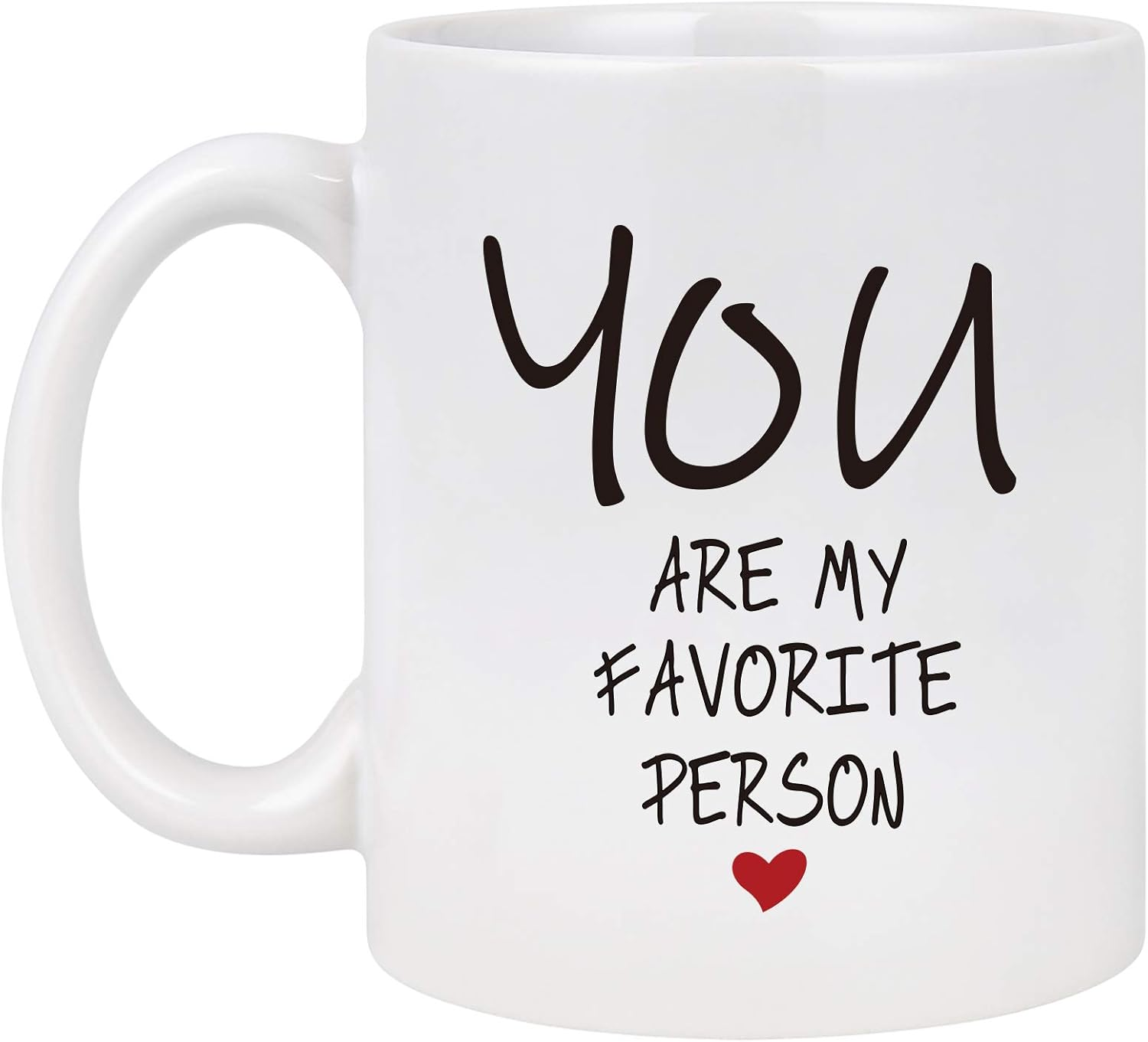 White ceramic mug with the text 'You Are My Favorite Person' and a red heart design, making it a heartfelt Valentine’s Day gift for her