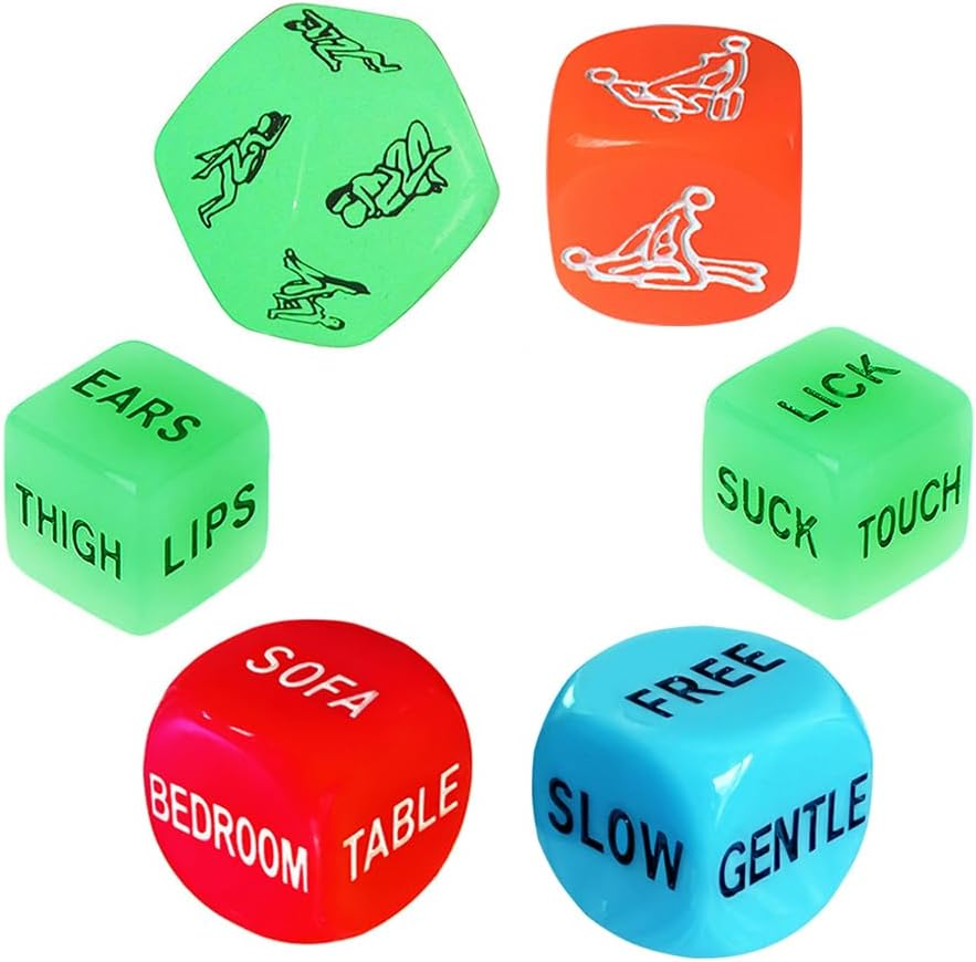 Fun and colourful dice set featuring playful prompts and actions, perfect as a quirky Valentine’s Day gift for couples