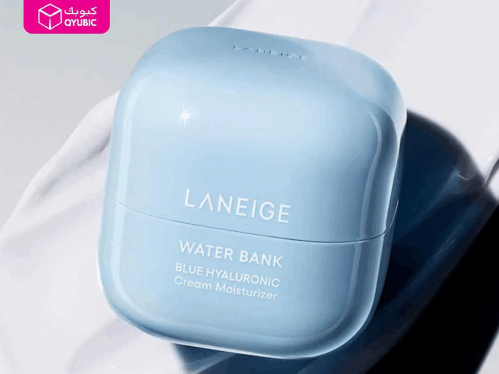Laneige’s Water Bank Blue Hyaluronic Cream Moisturizer in a stylish jar, one of the best Korean skin care products for glass skin lovers in the UAE.
