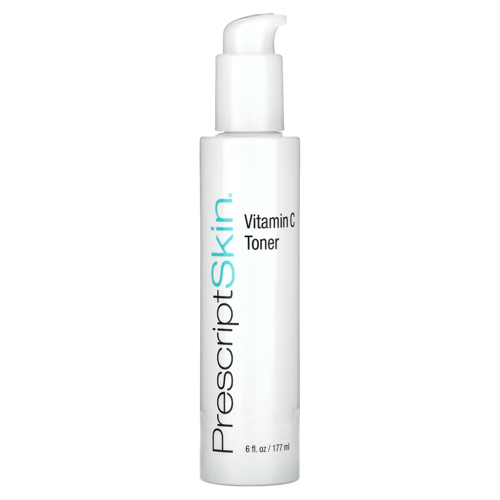 PrescriptSkin Vitamin C toner bottle — a face toner enriched with antioxidants for radiant skin, ideal for daily skincare routines targeting uneven texture."