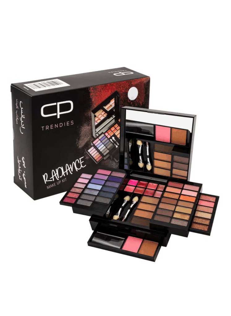 CP Trendies Radiance 90-piece makeup set with creamy and powder eyeshadows, blush, and compact tools – affordable makeup kit on Noon UAE.