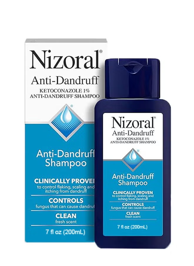 Nizoral A-D anti dandruff shampoo 1% with a clean fresh scent, clinically proven to treat dandruff and hair loss concerns.