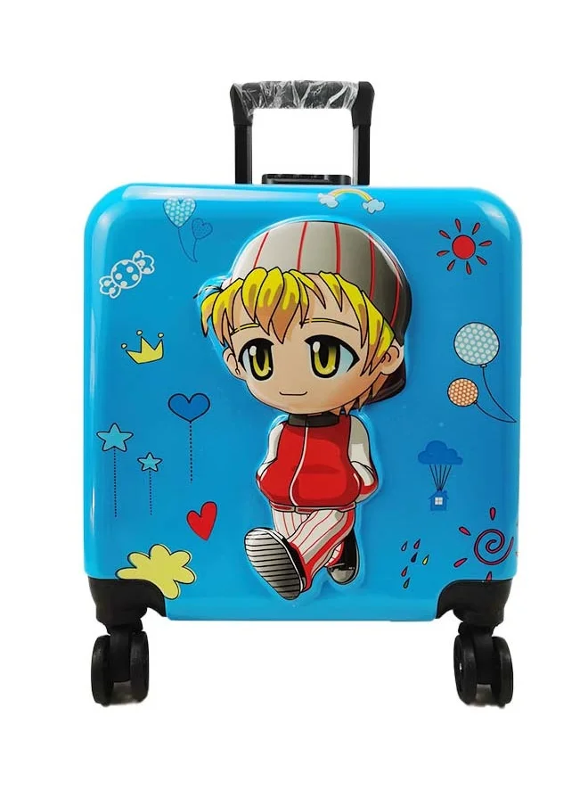 Reflection Kids Embossed Hard Luggage Suitcase, Blue, 18 inches