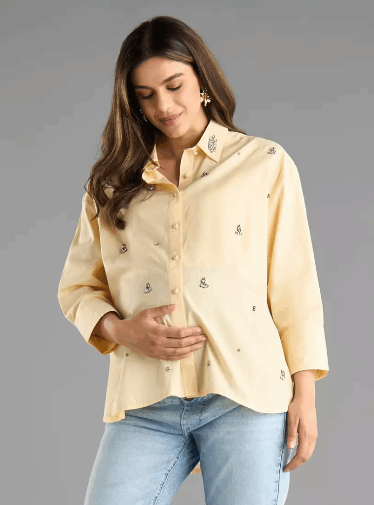 Embellished Poplin Maternity Shirt