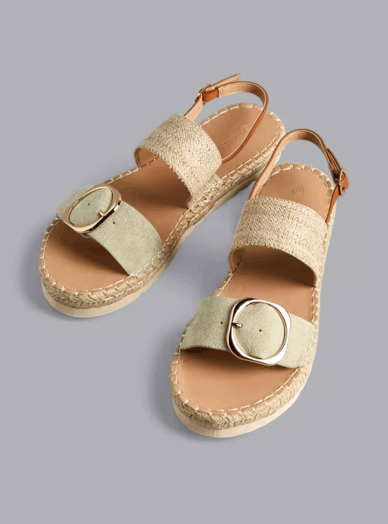 Buckle Detail Sandals with Hook and Loop Closure