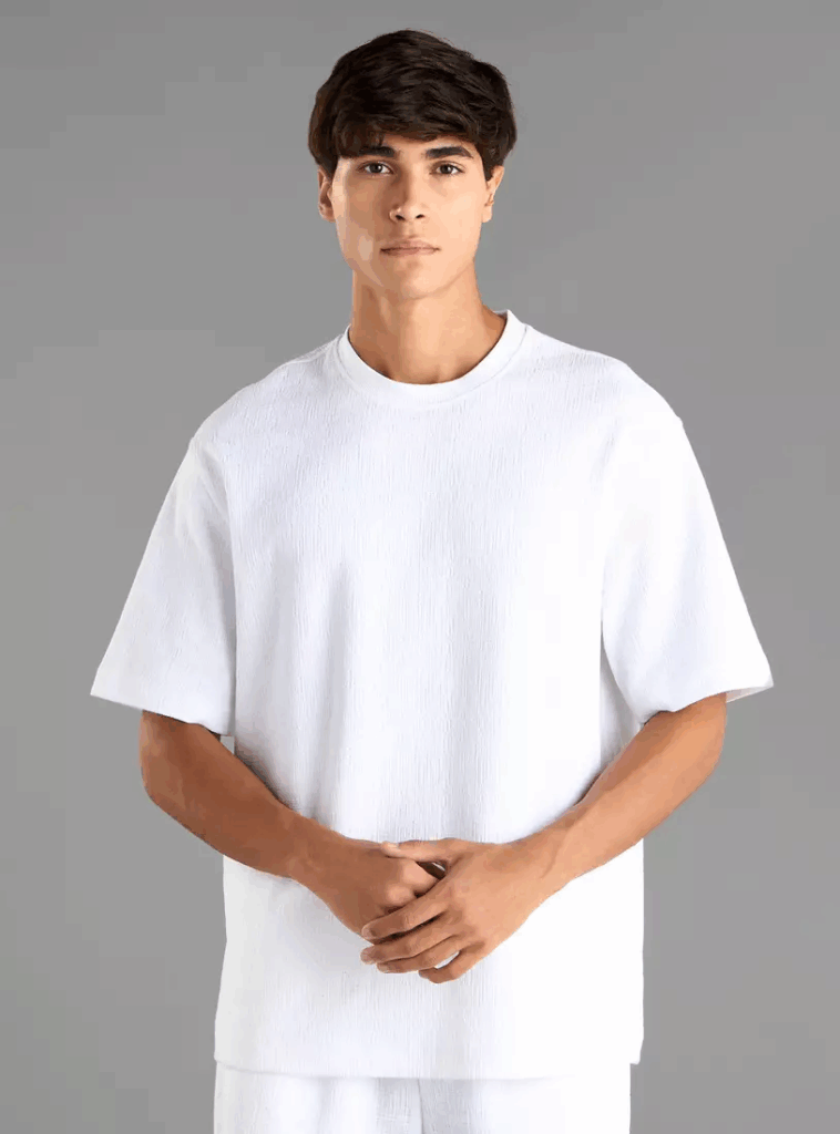 Textured Crew Neck T-shirt