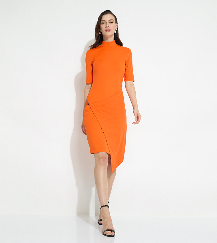 Calvin Klein Stretch Jersey Asymmetric Dress