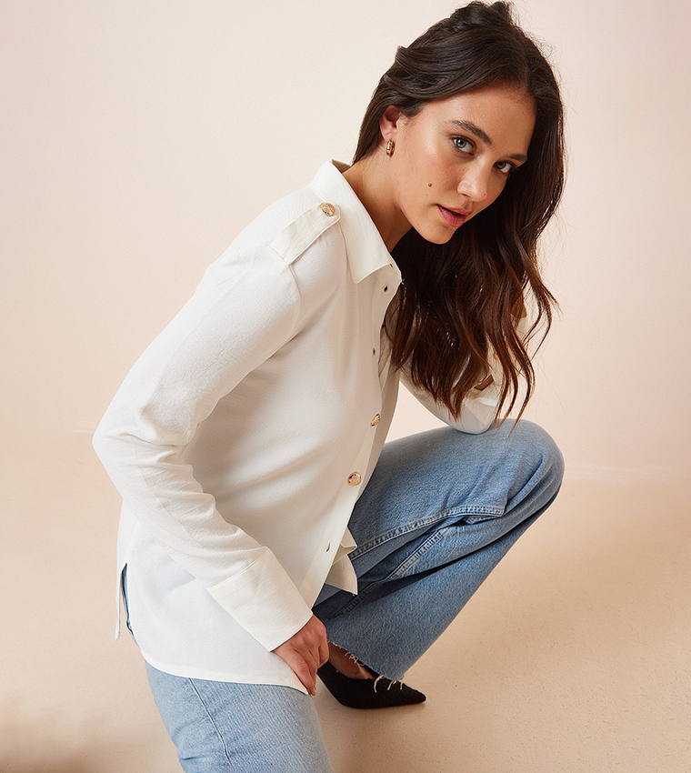 Happiness İstanbul Stylish Buttoned Casual Shirt