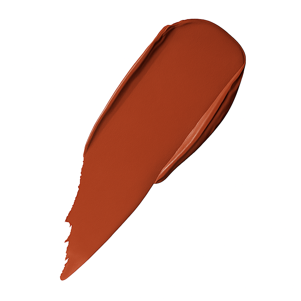 A timeless warm red-brown lipstick shade designed for olive and medium skin tones. This creamy lipstick glides effortlessly, adding soft sheen and hydrating lip color ideal for professional or festive looks.