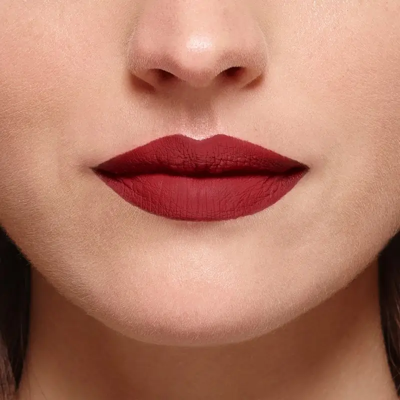 Soft matte lipstick with warm undertones and hydrating formula, ideal for sensitive lips. A high pigment lipstick that suits every skin tone and works perfectly for long office hours or everyday lipstick looks.