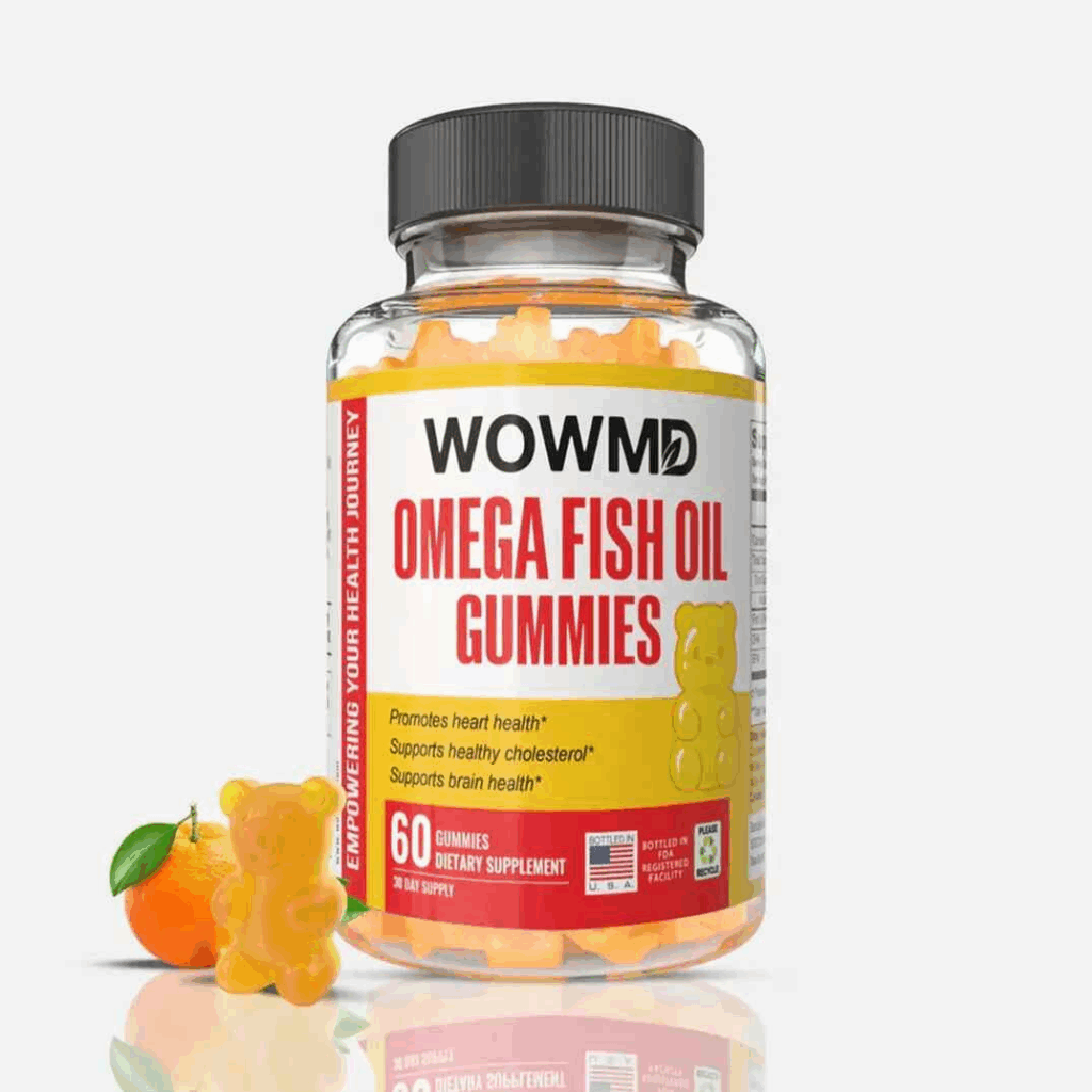 WOWMD Omega Fish Oil Gummies, one of the best omega 3 gummies for supporting adult brain and heart health in the UAE, without a fishy aftertaste.