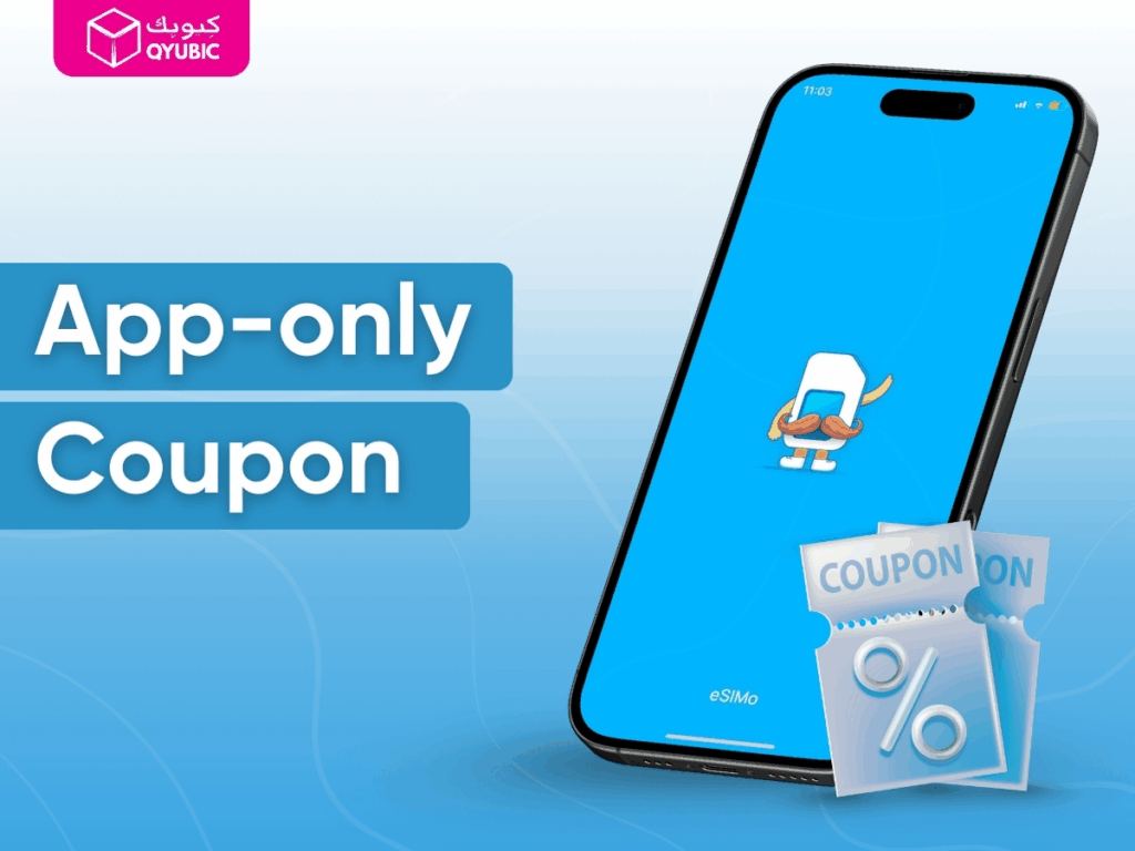 Exclusive app-only coupon for eSIMo users, providing instant activation and savings for international calling and roaming.
