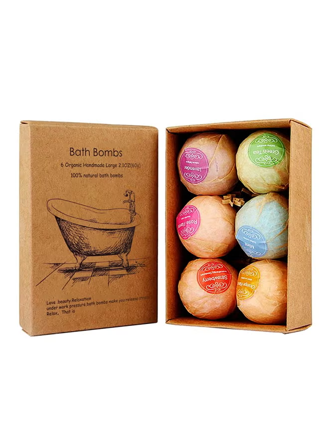 6-Piece Organic Bath Bombs Stress Relief Gift Ideas Set