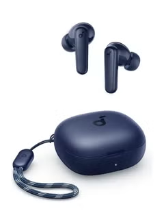 Wireless noise canceling earbuds with oisa charging case, featuring a navy e blue design
