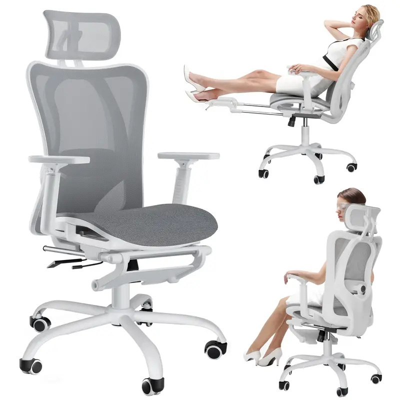 egonomic office chair with adjutable lumbar support and head