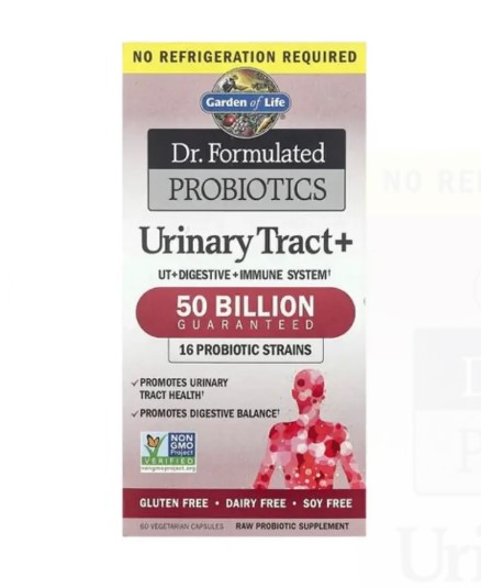 Dr. Formulated Probiotics Urinary Tract+ 50 Billion capsules, a dual-action, shelf-stable probiotic for women in the UAE. This clean, plant-powered blend offers 16 probiotic strains, 500mg Pacran® Cranberry for urinary tract health, and 1,000 IU Whole Food Vitamin D3. Provides comprehensive benefits of probiotic supplements for gut health, skin, immunity, and urinary comfort.