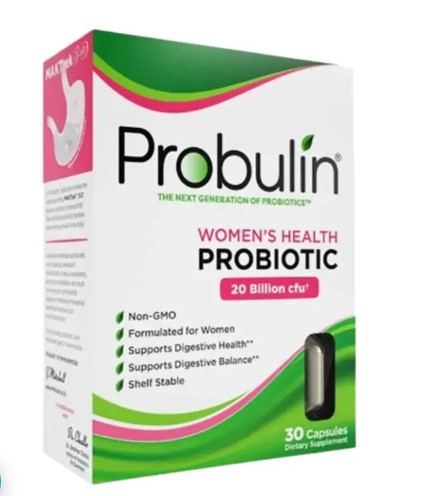 Probulin Women’s Health Probiotic 20 Billion capsules, a targeted daily probiotic supplement for women in the UAE. Contains 12 specific strains and prebiotic Inulin, utilizing MAKTrek® 3-D Delivery System for enhanced probiotic performance. Supports women’s digestive balance, skin clarity, and immune function, making it a reliable choice for female-specific probiotic supplement benefits.